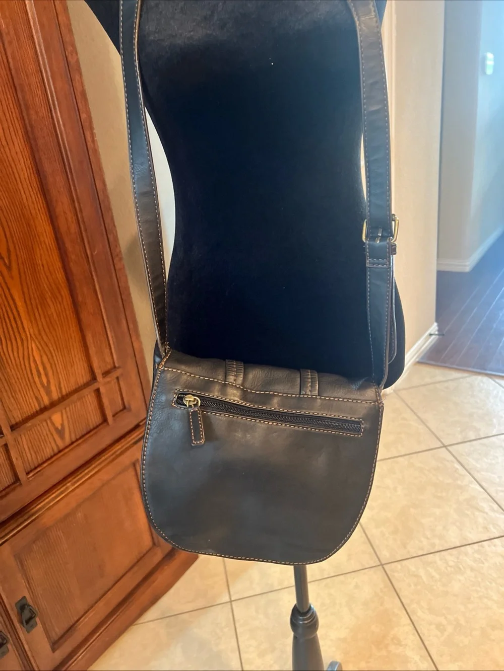 Black Leather Saddle Bag Crossbody Purse Women Shoulder Messenger Satchel Boho